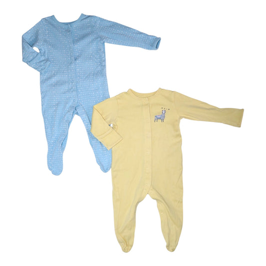 Pyjamas (2 Pack) från mamas & papas - Storlek 62/68 - Blå & Gul