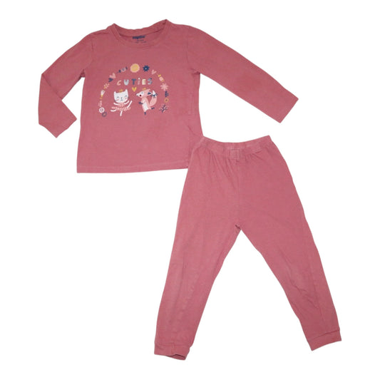 Pyjamas Tröja & Byxor Matchande Set från lupilu - Storlek 98/104 - Rosa