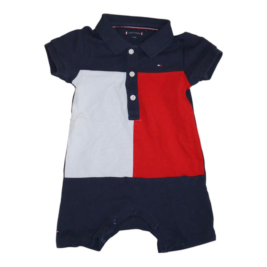 Byxdress/ Jumpsuit från TOMMY HILFIGER - Storlek 74 - Röd & Blå & Vit