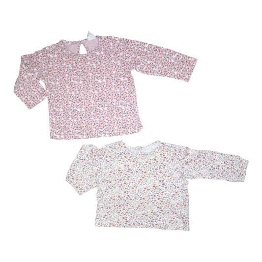 Långärmad T-shirt (2 Pack) från H&M - Storlek 68 - Vit & Rosa