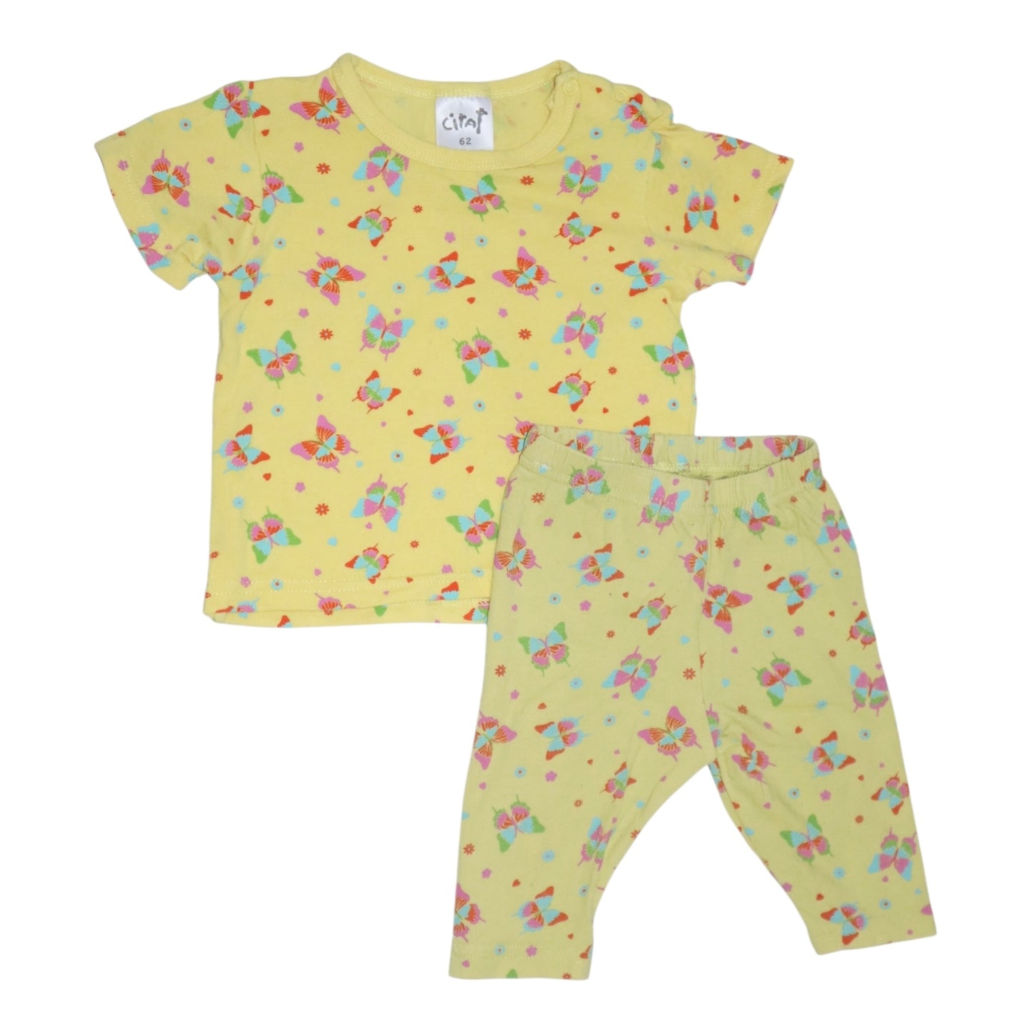 T-shirt & Byxor Matchande Set från Citat - Storlek 56 - Gul