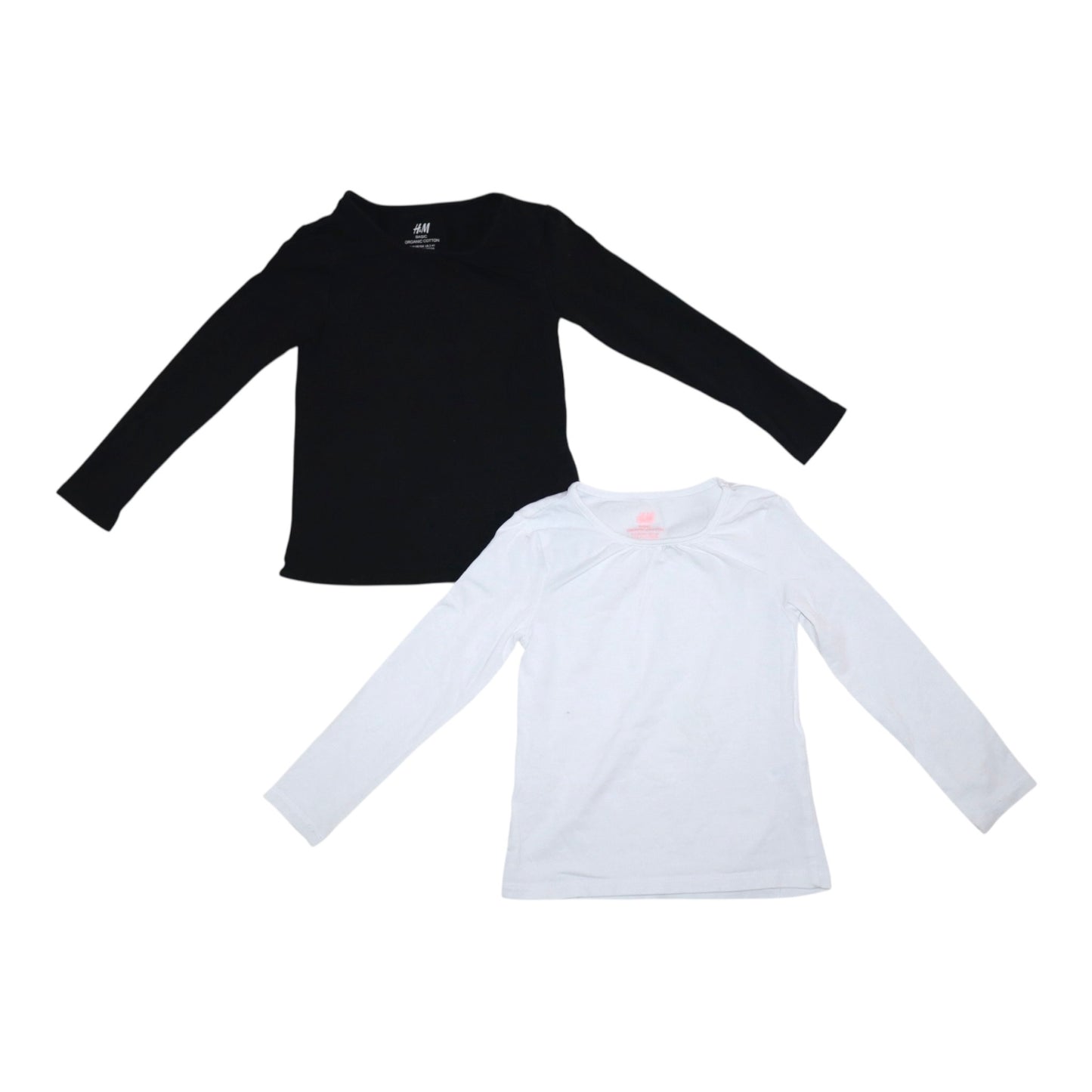 Långärmad T-shirt (2 Pack) från H&M - Storlek 98/104 - Svart & Vit