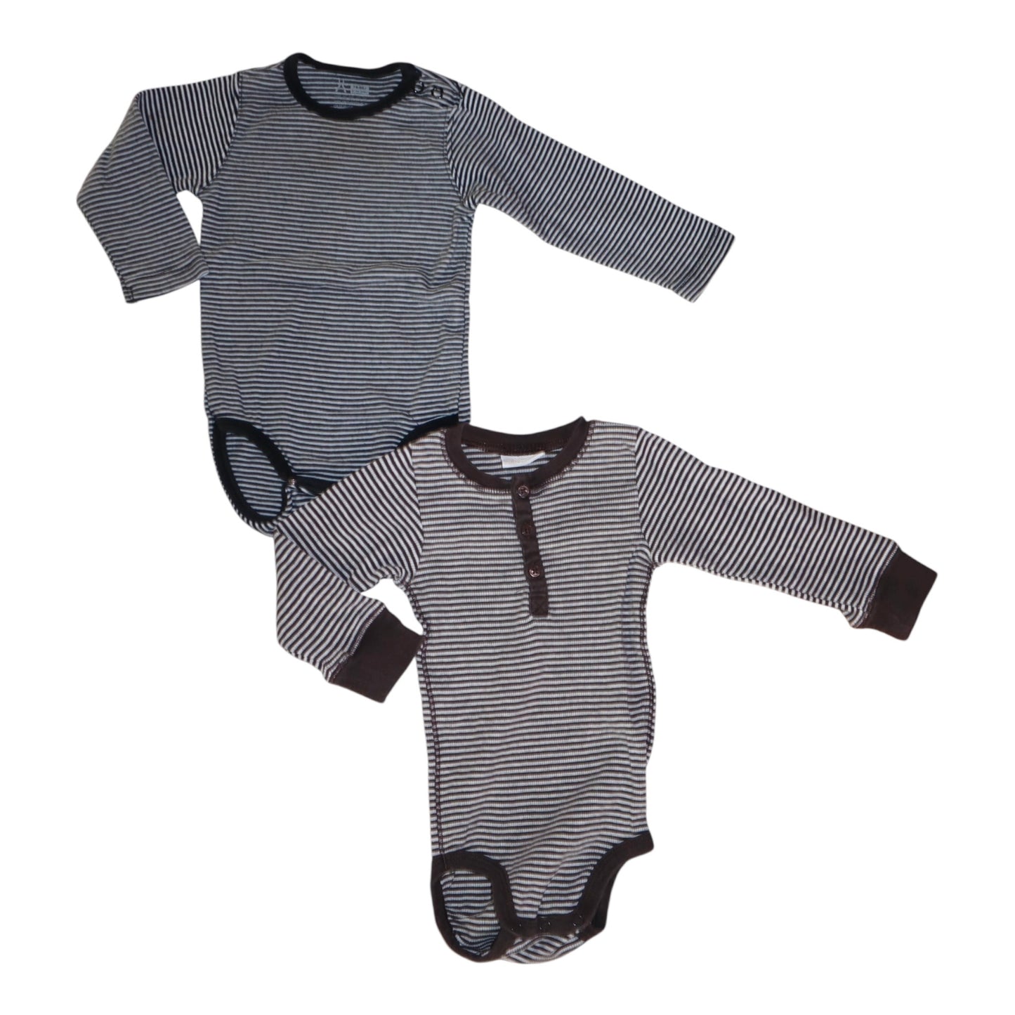 Långärmad Body (2 Pack) från LINDEX & Åhlens - Storlek 74/80 - Svart & Brun