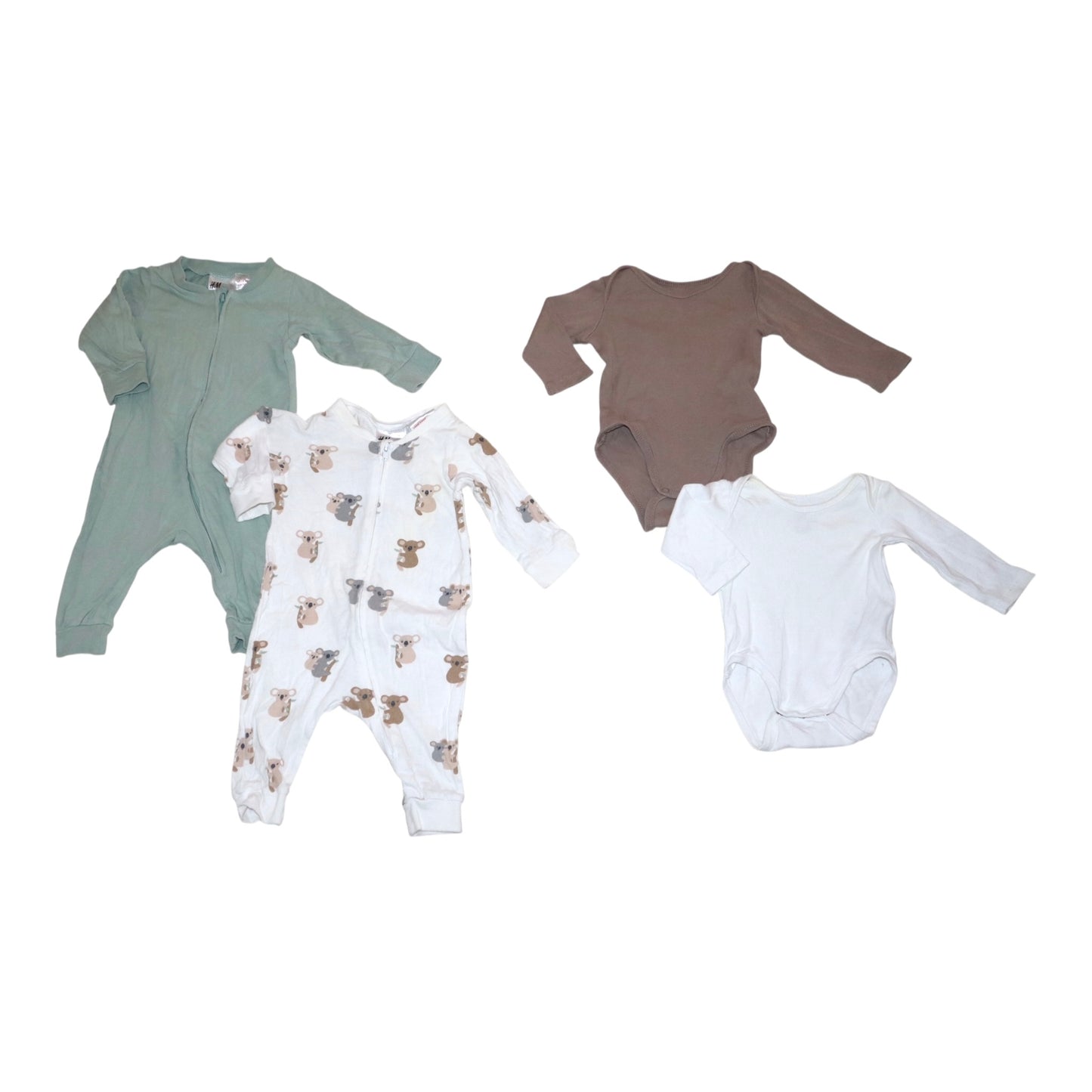 Klädpaket (4 Plagg) från H&M - Storlek 56 - Vit & Grön & Brun