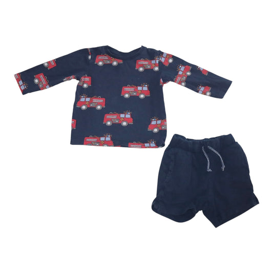 Långärmad T-shirt & Shorts Matchande Set  från LINDEX - Storlek 92 - Mörkblå