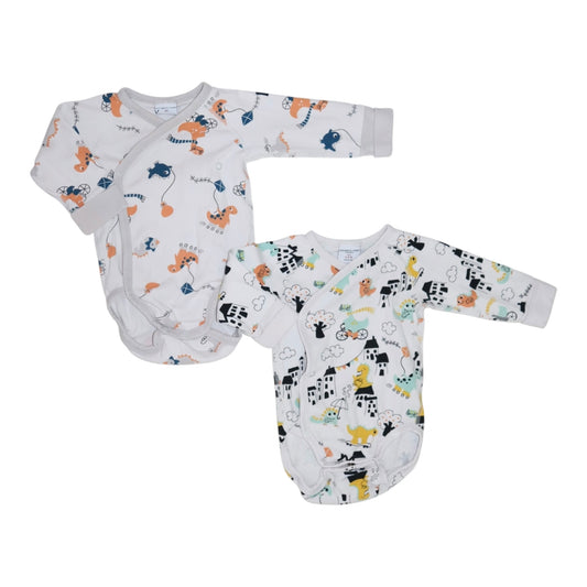 Långärmad Omlottbody (2 Pack) från POLARN O. PYRET - Storlek 62 - Vit (Multi)