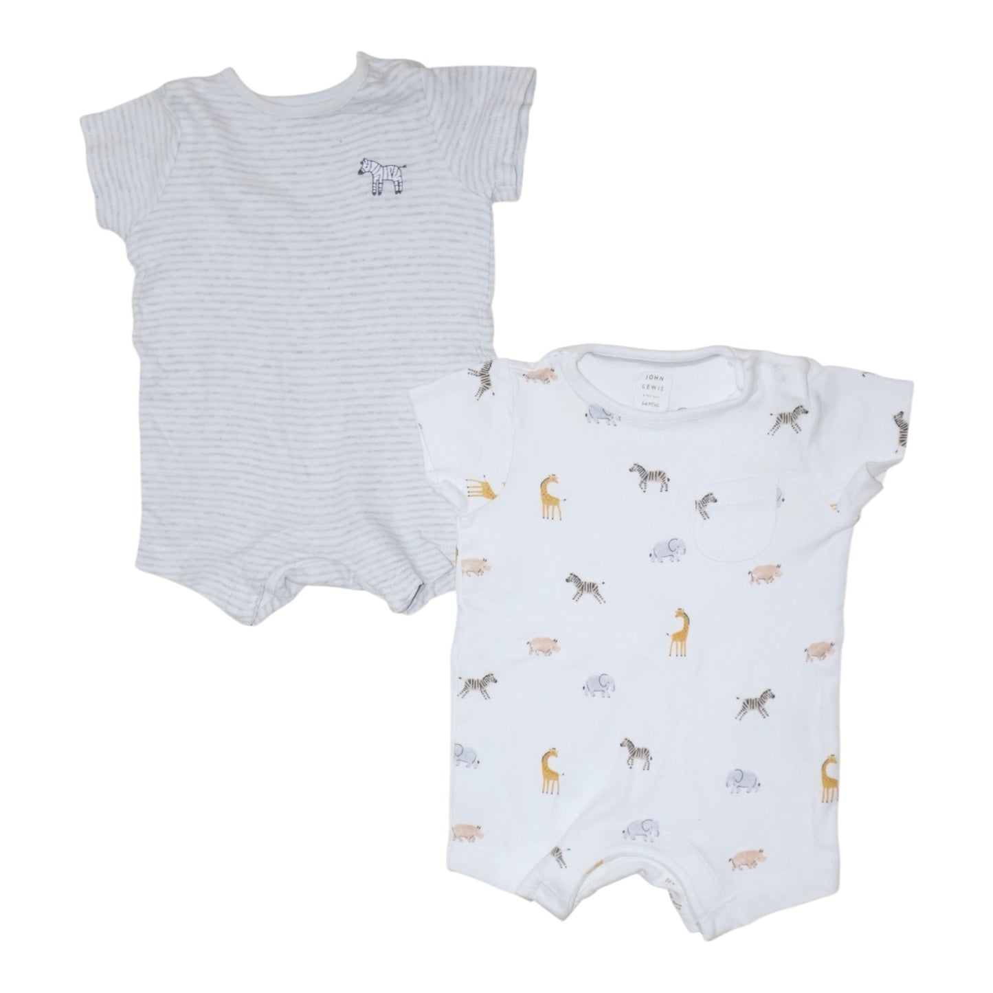 Pyjamas (2 Pack) från JOHN LEWIS - Storlek 62/68 - Vit & Ljusgrå