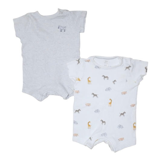 Pyjamas (2 Pack) från JOHN LEWIS - Storlek 62/68 - Vit & Ljusgrå