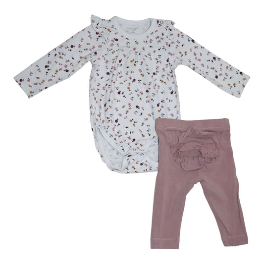 Body & Byxor Matchande Set från newbie & POLARN O. PYRET - Storlek 68 - Rosa & Vit