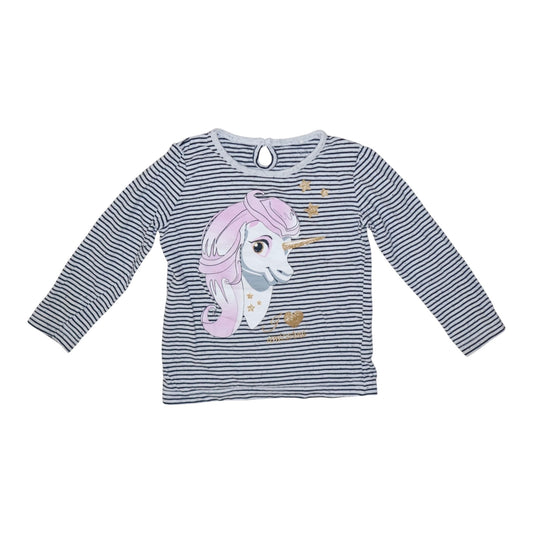 Långärmad T-shirt från name it - Storlek 98 - Mörkblå & Vit