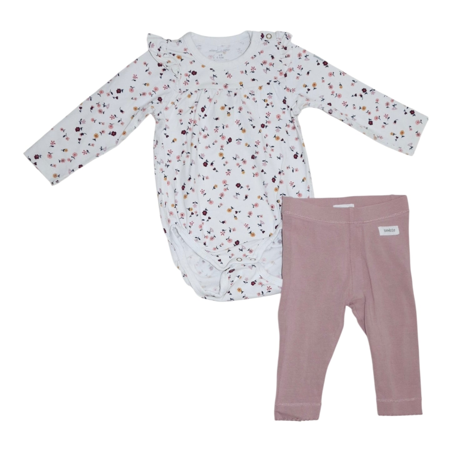Body & Byxor Matchande Set från newbie & POLARN O. PYRET - Storlek 68 - Rosa & Vit