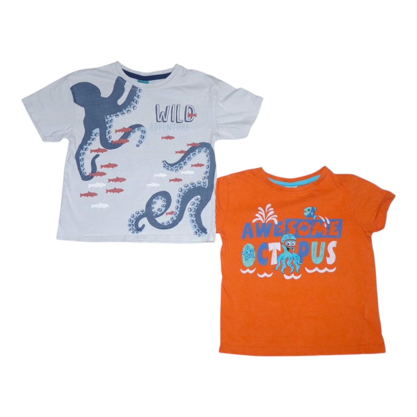 Kortärmad T-shirt (2 Pack) från Little Kids & Kiki & Koko - Storlek 104 - Ljusblå & Orange
