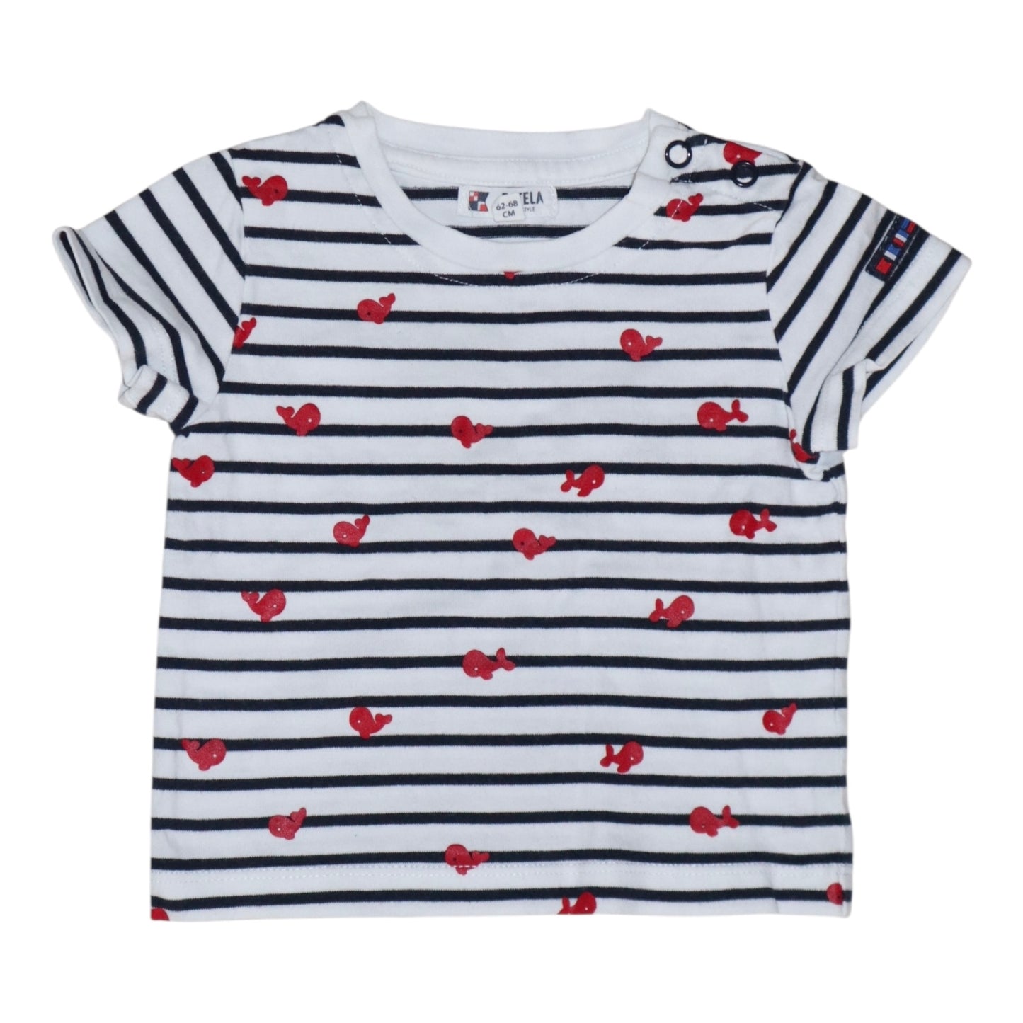 Kortärmad T-shirt från BATELA - Storlek 62/68 - Vit & Blå