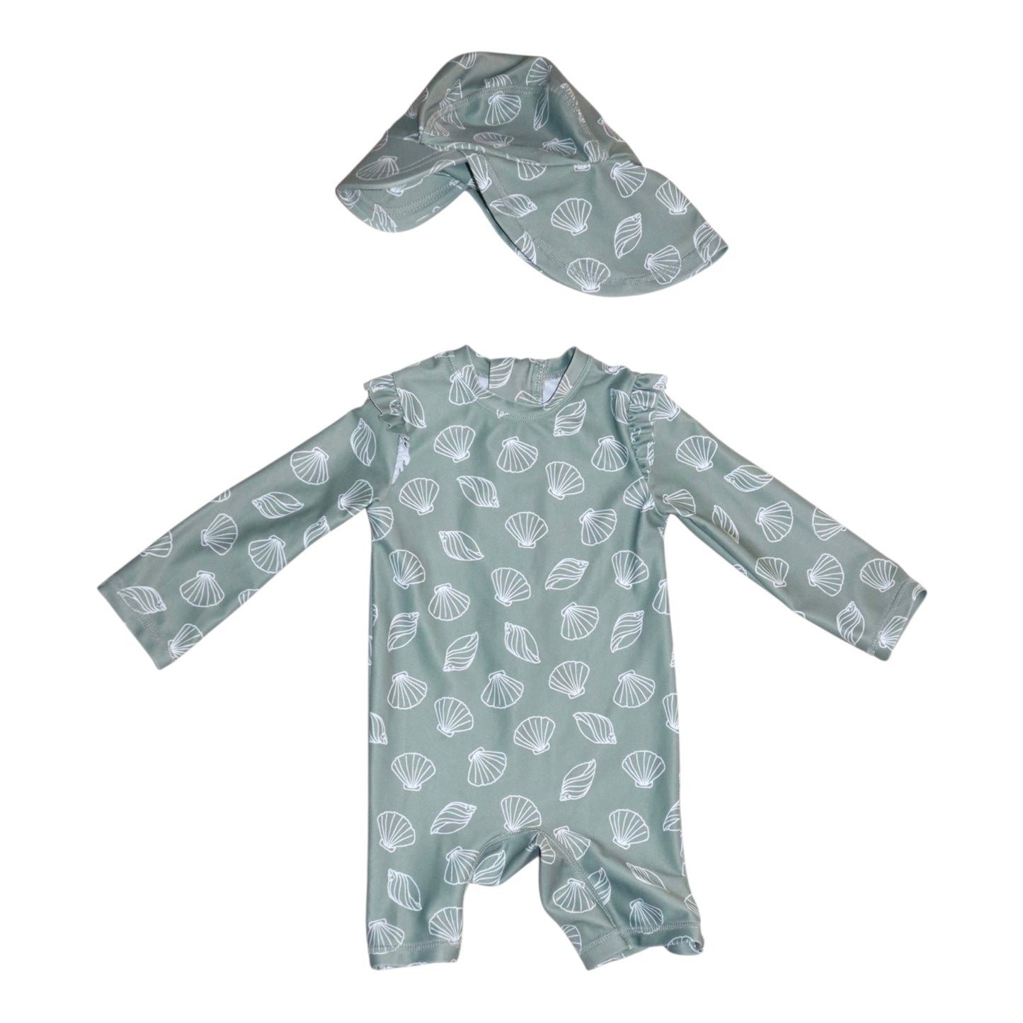 UV Baddräkt & Keps Matchande Set - Storlek 68 - Grön