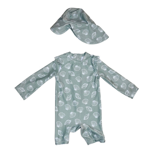 UV Baddräkt & Keps Matchande Set - Storlek 68 - Grön