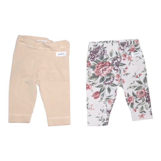 Byxor (2 Pack) från newbie - Storlek 56 - Gul & Benvit (Multi)