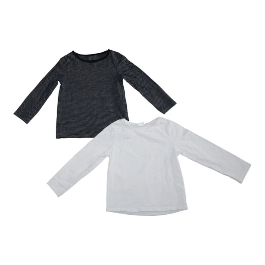 Långärmad T-shirt (2 Pack) från next - Storlek 98 - Svart & Vit