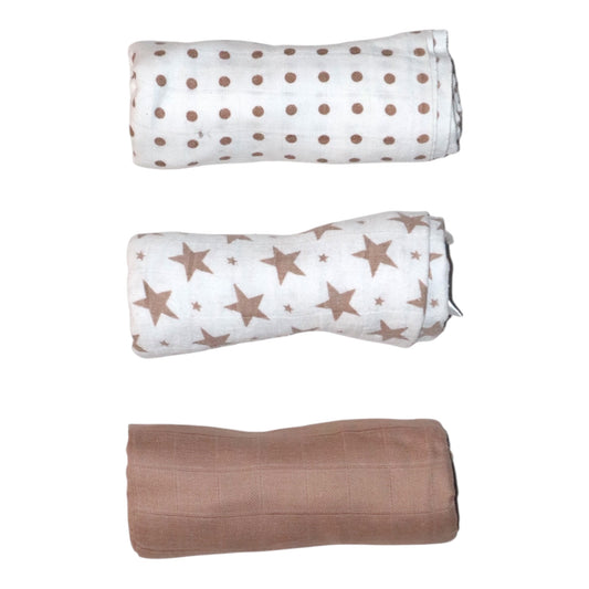 Filt (3 Pack) Storlek 63x67 cm - Vit & Brown