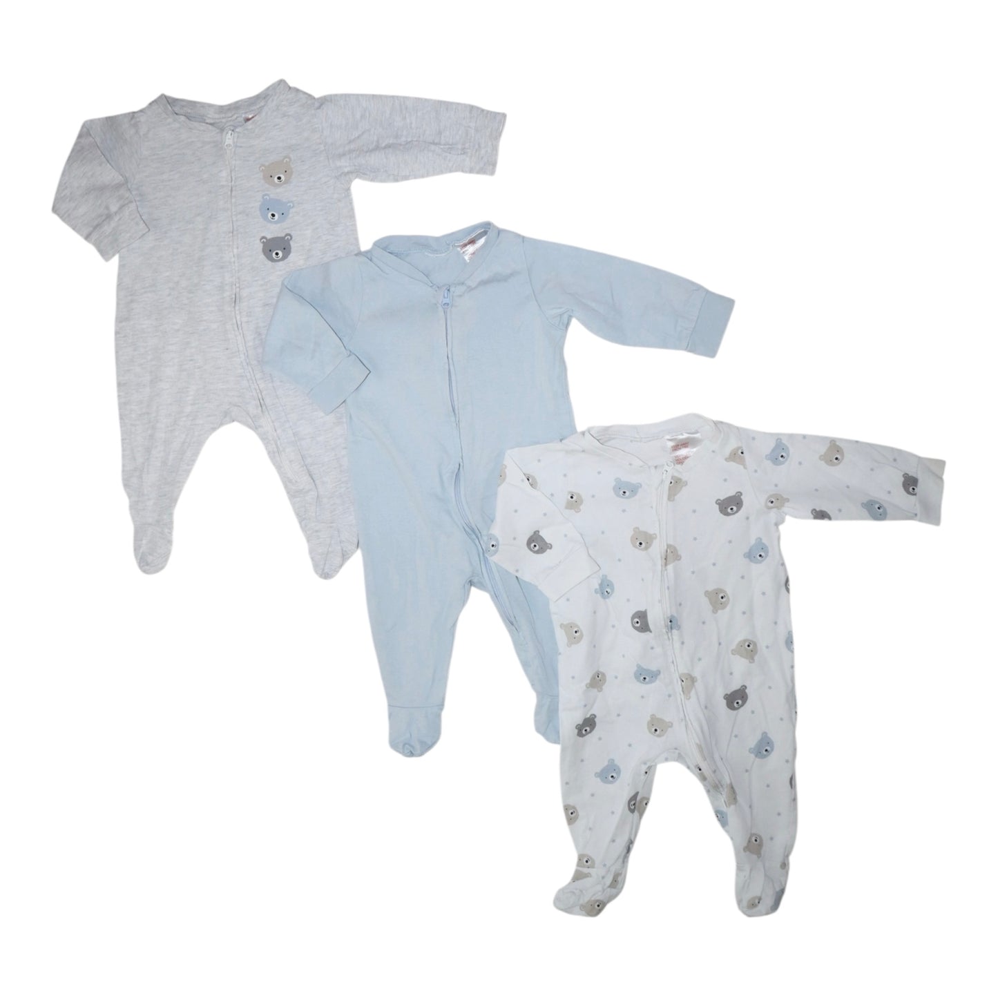 Pyjamas (3 Pack) från H&M - Storlek 62 - Ljusgrå & Vit & Ljusblå