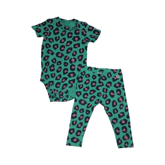 Kortärmad Body & Byxor Matchande Set från LINDEX - Storlek 80 - Grön (Multi)