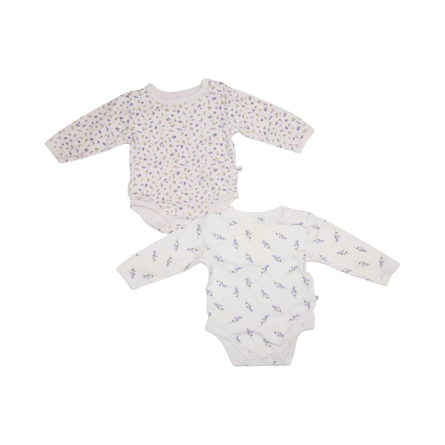 Långärmad Body (2 Pack) från Pippi - Storlek 56 - Ljusrosa (Multi)