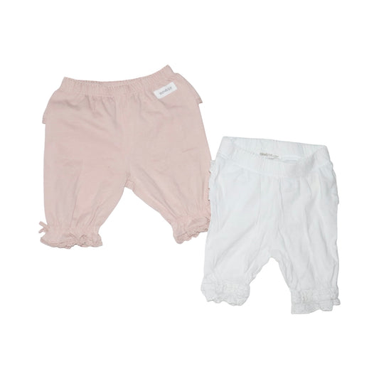 3/4 Byxor (2 Pack) från newbie - Storlek 62 - Vit & Rosa