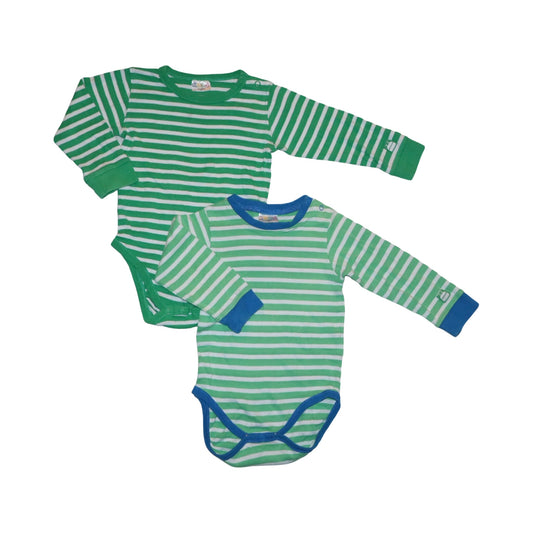 Långärmad Body (2 Pack) från KappAhI - Storlek 86 - Grön & Vit