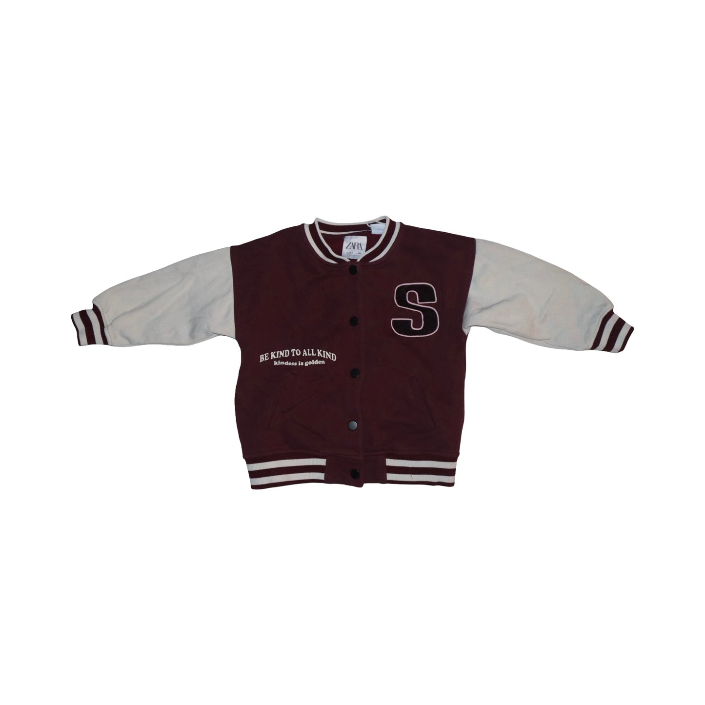 College Jacka från ZARA - Storlek 120 - Rödbrun & Benvit