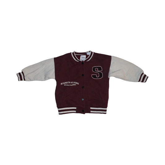 College Jacka från ZARA - Storlek 120 - Rödbrun & Benvit