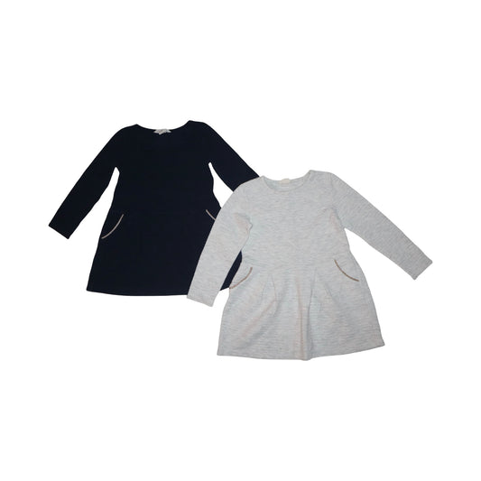 Långärmad Klänning (2 Pack) från H&M - Storlek 98/104 -  Mörkblå & Ljusgrå