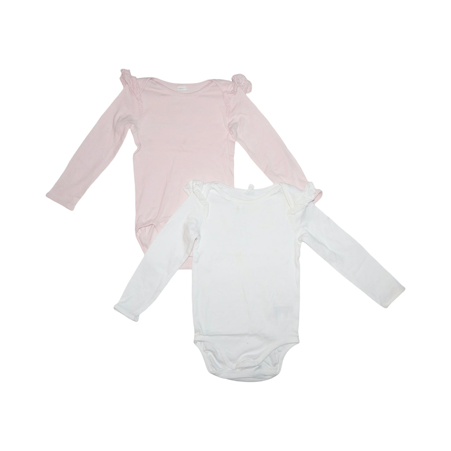 Långärmad Body (2 Pack) från H&M - Storlek 98 - Ljusrosa & Vit