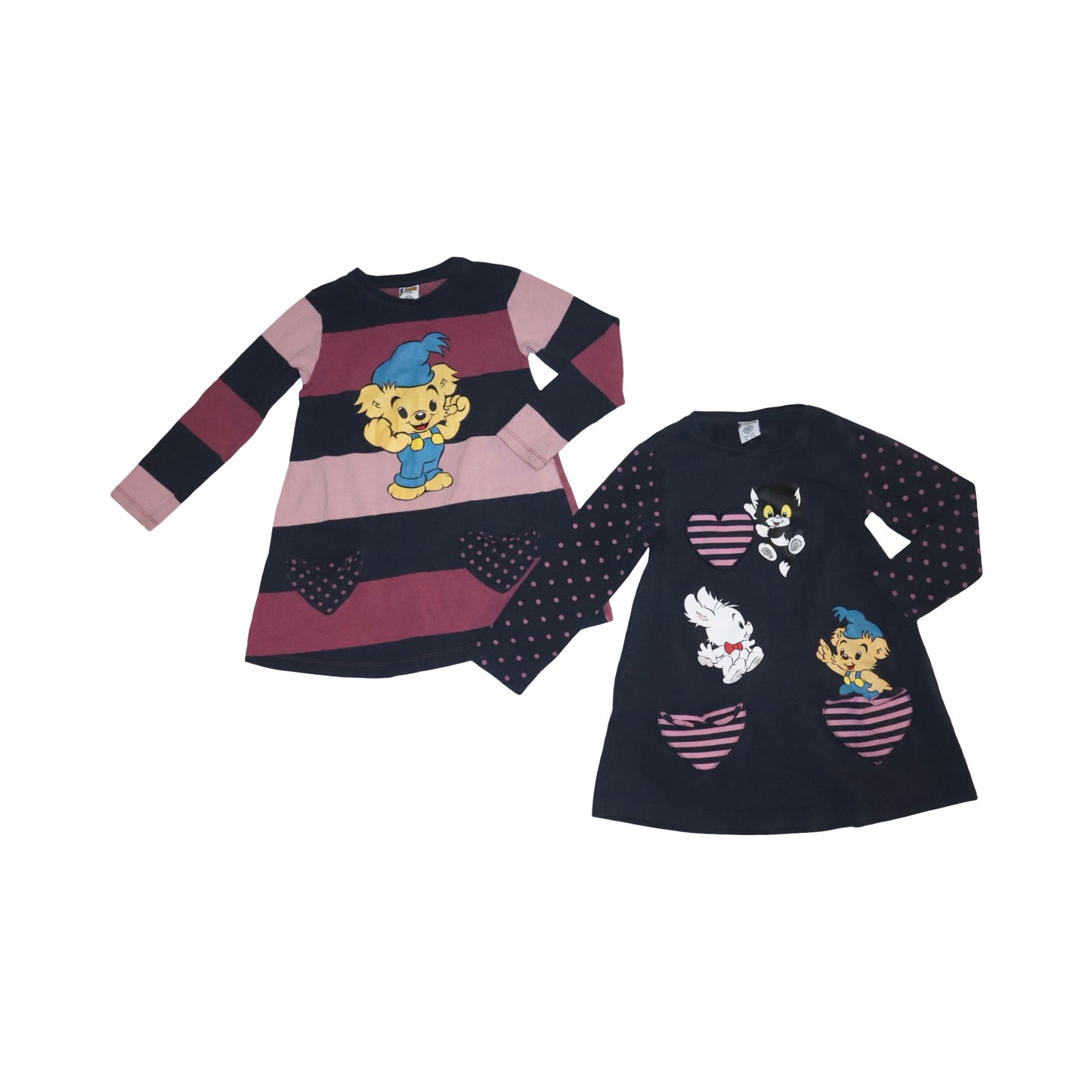 BAMSE Långärmad Klänning (2 Pack) från LINDEX - Storlek 104 - Mörkblå & Rosa (Multi)