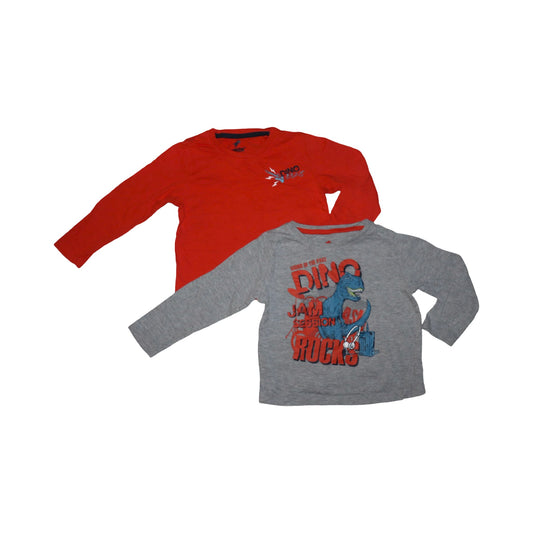 Långärmad T-shirt (2 Pack) från lupilu - Storlek 98/104 - Orange & Grå