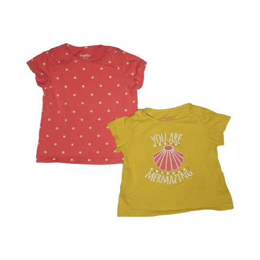 Kortärmad T-shirt (2 Pack) från lupilu - Storlek 86/92 - Gul & Orange (Multi)
