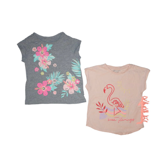 Kortärmad T-shirt (2 Pack) från Inextenso & C - Storlek 98/104 - Grå & Rosa (Multi)