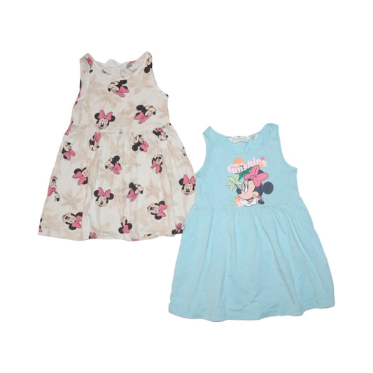 Kortärmad Klänning (2 Pack) från H&M - Storlek 98/104 - Ljusblå & Beige (Multi)