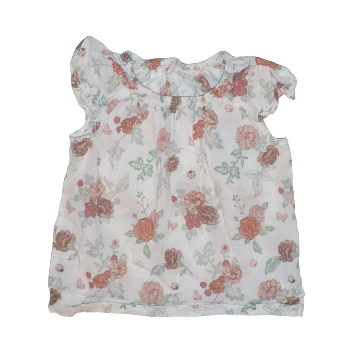 Kortärmad Blus från H&M - Storlek 98 - Vit & Rosa (Multi)