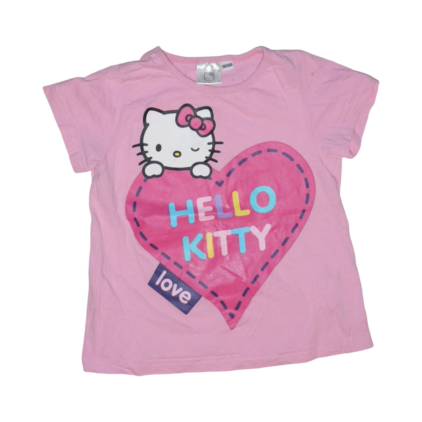 Kortärmad T-shirt från Hello Kitty - Storlek 98/104 - Rosa (Multi)
