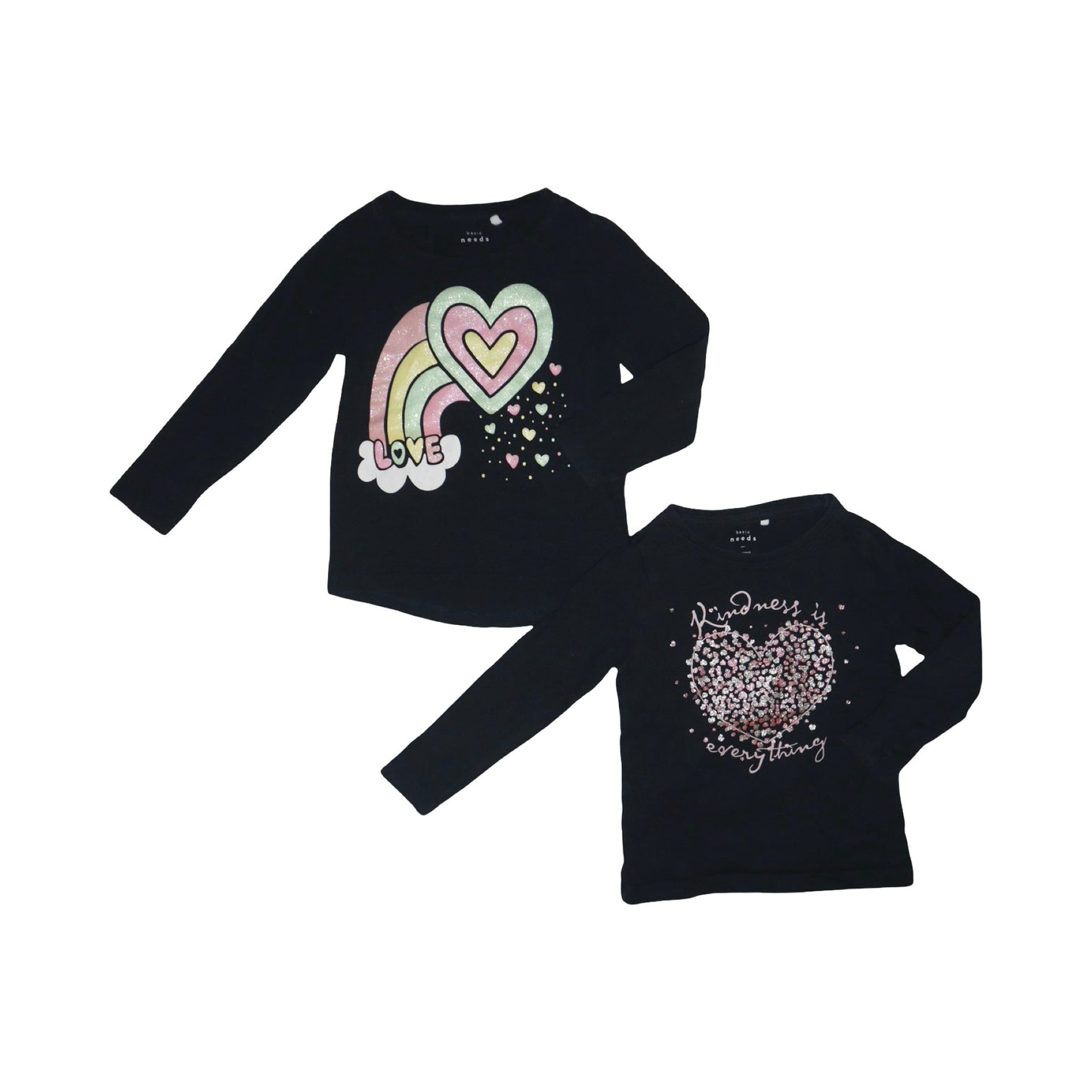 Långärmad T-shirt (2 Pack) från name it - Storlek 98 - Svart (Multi)