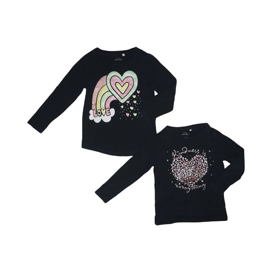 Långärmad T-shirt (2 Pack) från name it - Storlek 98 - Svart (Multi)