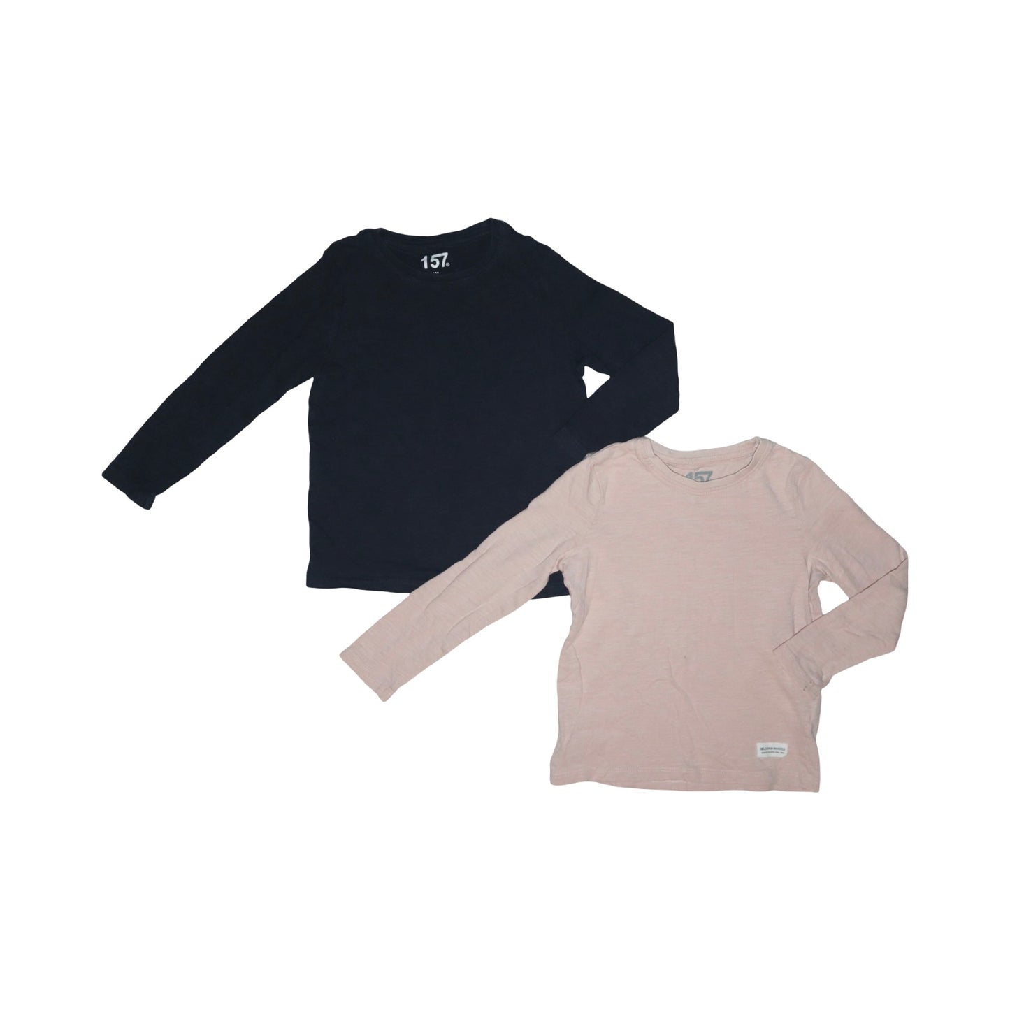 Långärmad T-shirt (2 Pack) från 157 - Storlek 100 - Ljusrosa & Svart