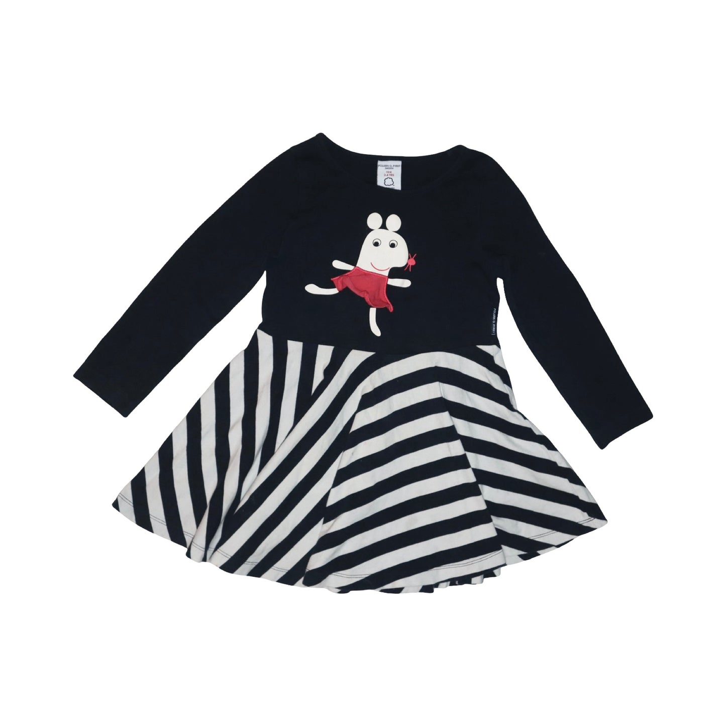 Långärmad Klänning från POLARN O. PYRET - Storlek 104 - Mörkblå & Vit