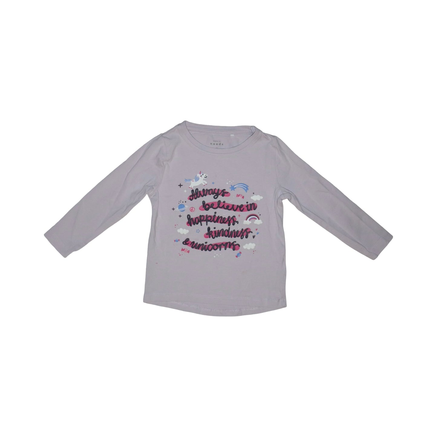 Långärmad T-shirt (2 Pack) från name it - Storlek 98 - Ljuslila & Gul (Multi)