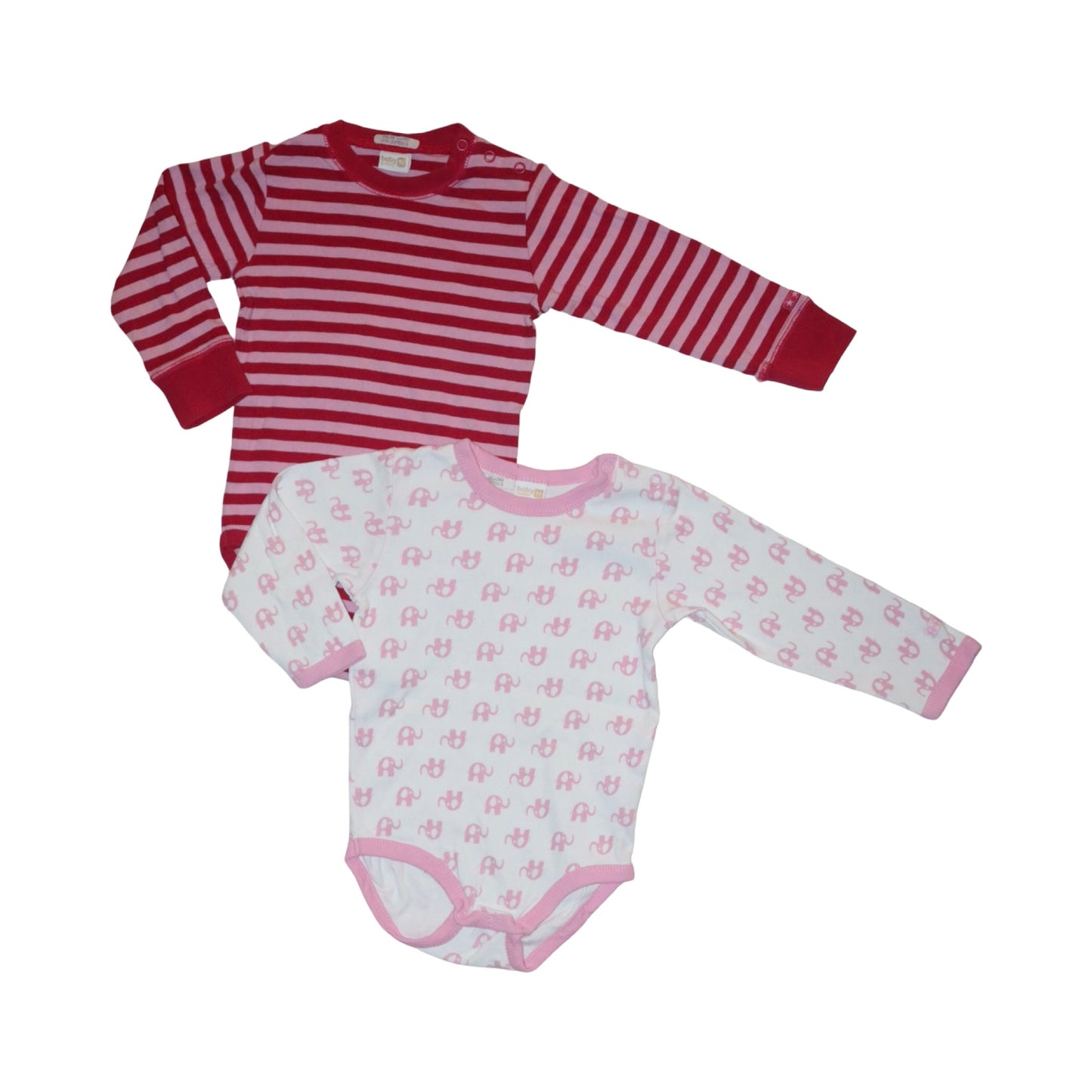 Långärmad Body (2 Pack) från Lindex - Storlek 92 - Rosa & Vit