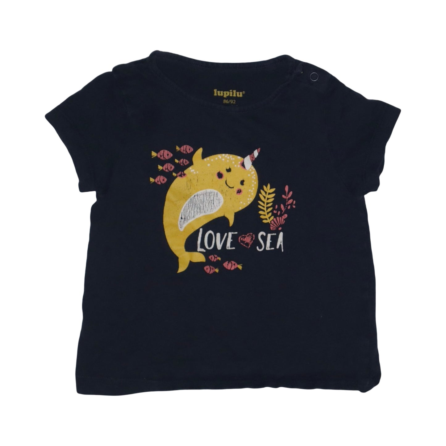 Kortärmad T-shirt från lupilu - Storlek 86/92 - Mörkblå (Multi)