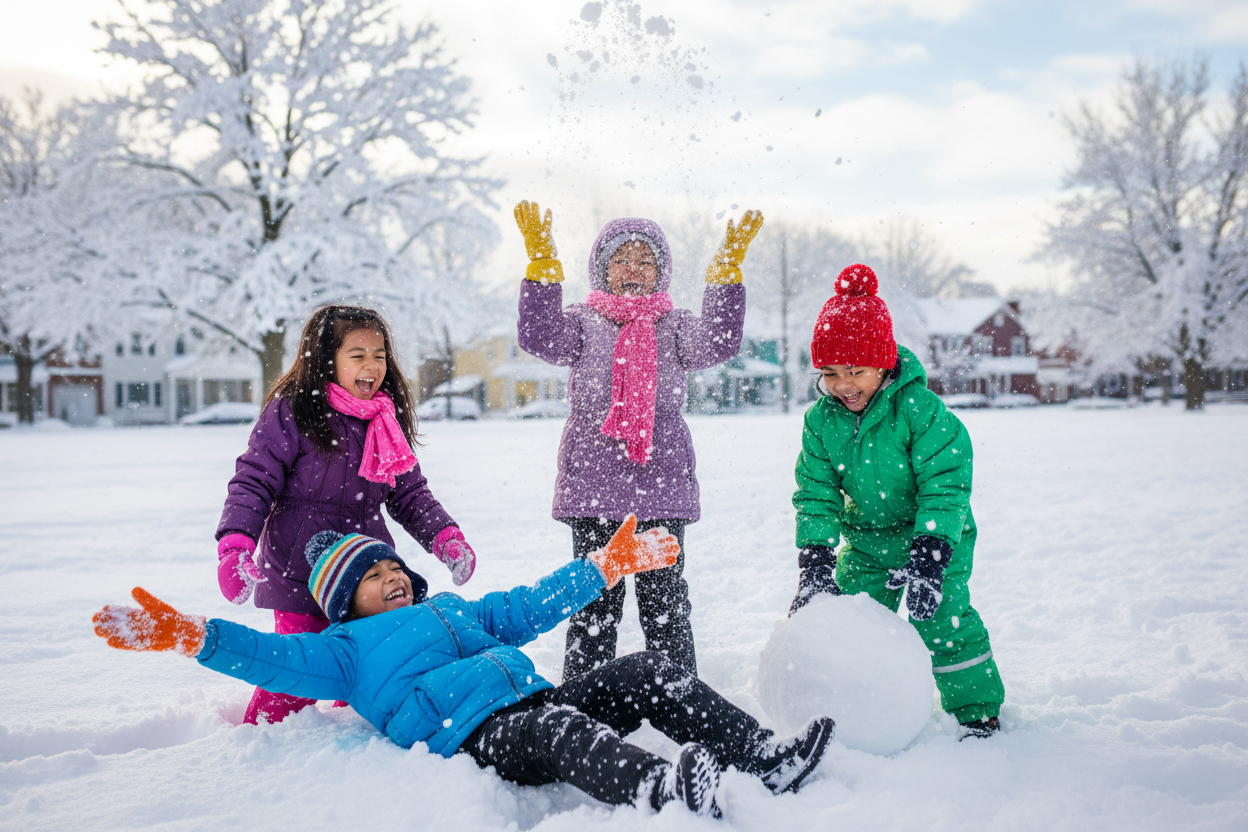 Playful winter children's clothing