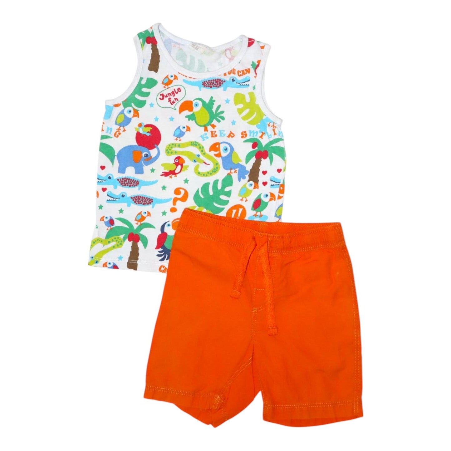 Linne & Shorts Matchande Set från H&M - Storlek 80 - Orange & Vit