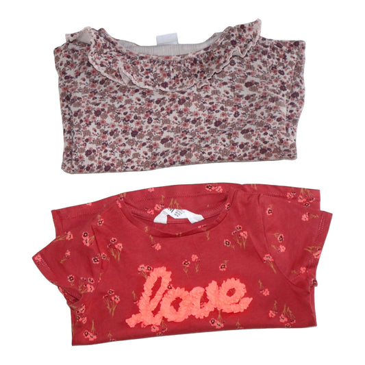 T-shirt (2 Pack) från H&M & LINDEX - Storlek 92 - Rödbrun & Röd