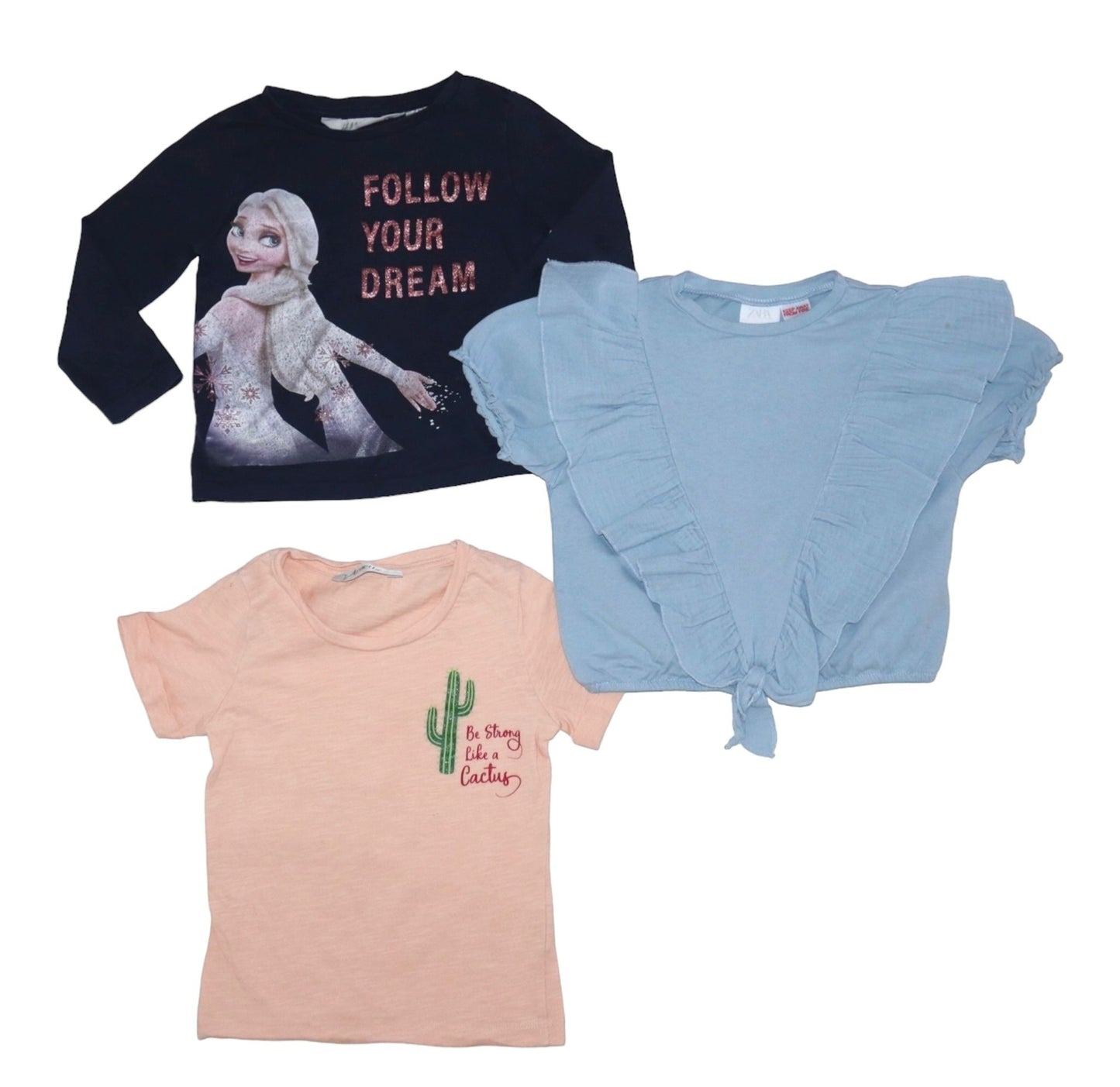 Klädpaket (9 plagg) från H&M - Storlek 92 - Ljusrosa & Blå (Multi)