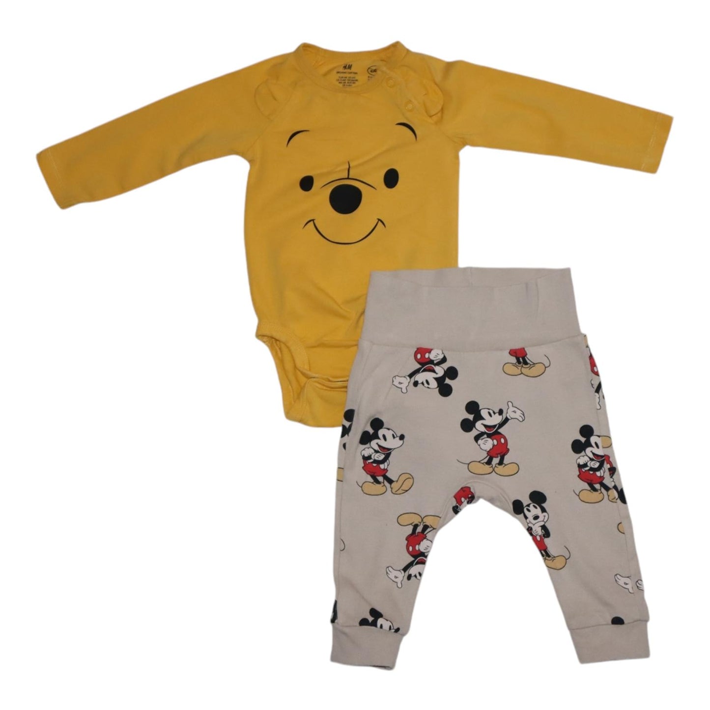 Långärmad Body & Byxor & Mössa Matchande set från H&M - Storlek 68 - Gul & Ljusbrun